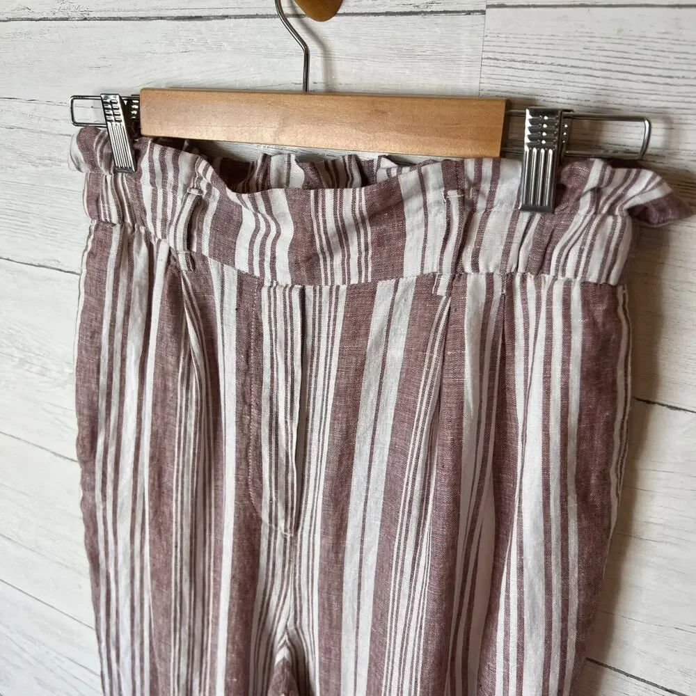 Lemlem by Liya Kebede X H&M Pants Womens Size Small 100% Linen Striped Paperbag